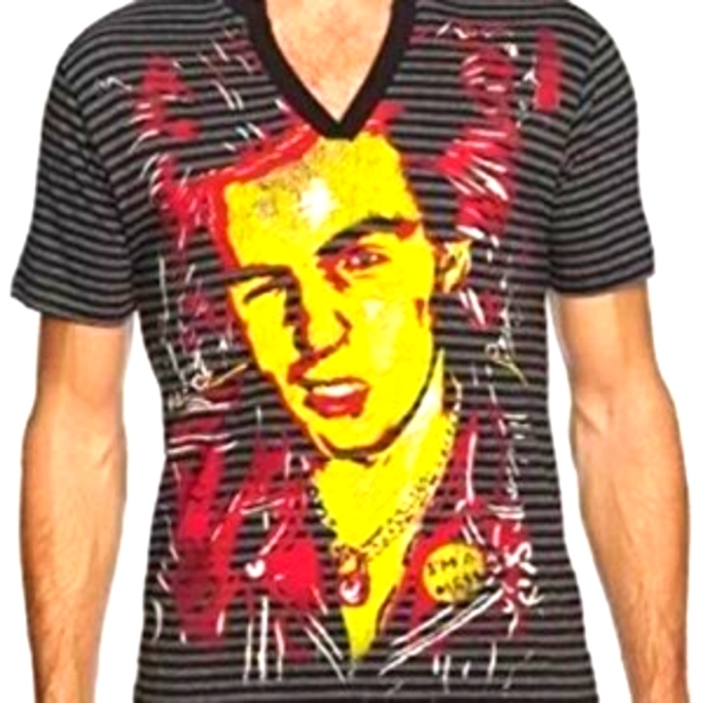iron fist Sid Vicious Striped V Neck "i did it my way" tee XS
